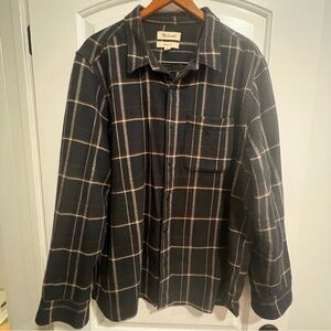 Madewell Men's Black Plaid Shirt-Jacket with Cream Windowpane